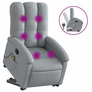 vidaXL Stand up Massage Recliner Chair Light Grey Fabric