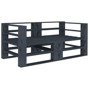 vidaXL Garden 2-Seater Pallet Sofa Grey Solid Pinewood