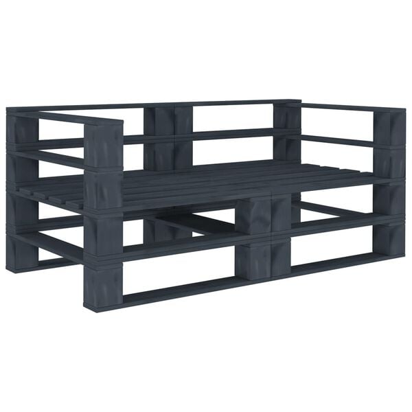 vidaXL Garden 2-Seater Pallet Sofa Grey Solid Pinewood