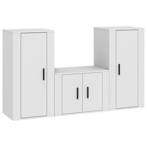 vidaXL 3 Piece TV Cabinet Set White Engineered Wood