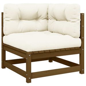 vidaXL Garden Corner Sofa with Cream Cushions Solid Wood Pine