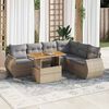 vidaXL 7 Piece Garden Sofa Set with Cushions Beige Poly Rattan
