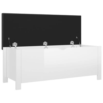 vidaXL Storage Box with Cushion High Gloss White 105x40x45 cm