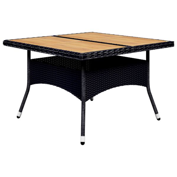 vidaXL 9 Piece Garden Dining Set Poly Rattan and Acacia Wood Black