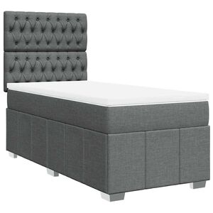 vidaXL Box Spring Bed with Mattress Dark Grey King Single Fabric