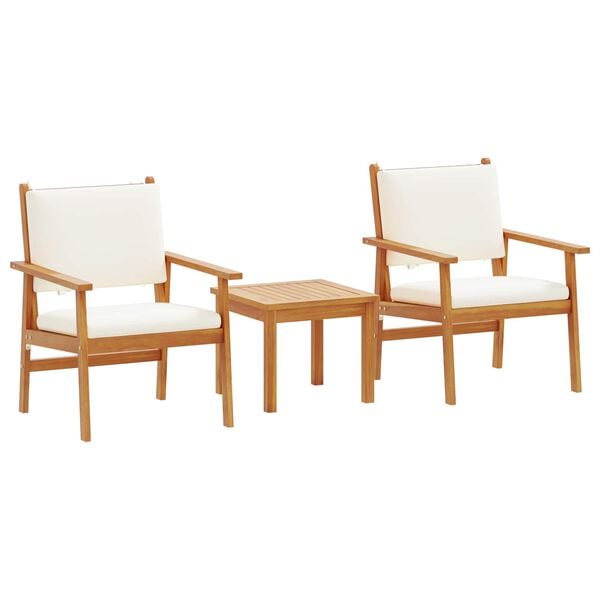 vidaXL Garden Sofa Set with Cushion 3 pcs Brown Solid Acacia wood