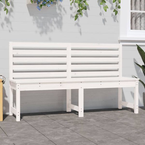 vidaXL Garden Bench White 157.5 cm Solid Wood Pine