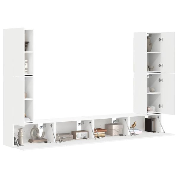 vidaXL TV Cabinet Set 8 pcs White Engineered Wood