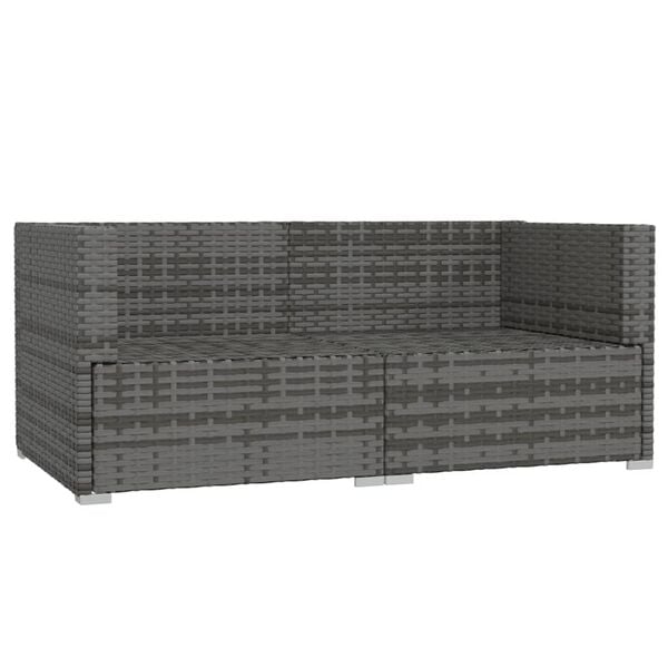 vidaXL 2-Seater Sofa with Cushions Grey Poly Rattan