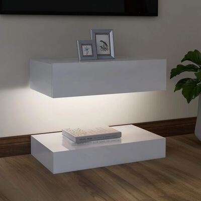 vidaXL TV Cabinet with LED Lights High Gloss White 60x35 cm