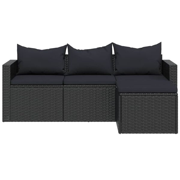 vidaXL Garden Lounge Set Black Poly Rattan