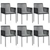 vidaXL Garden Chairs with Cushions 6 pcs Black 54x60.5x83.5 cm