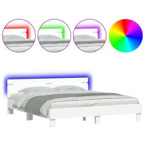vidaXL Bed Frame with LED without Mattress White 180x200 cm Super King