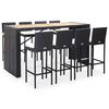 vidaXL 9 Piece Outdoor Bar Set Poly Rattan and Acacia Wood Black