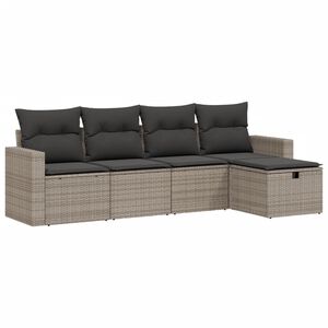 vidaXL 5 Piece Garden Sofa Set with Cushions Grey Poly Rattan