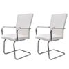 vidaXL Cantilever Dining Chairs 2 pcs White Faux Leather