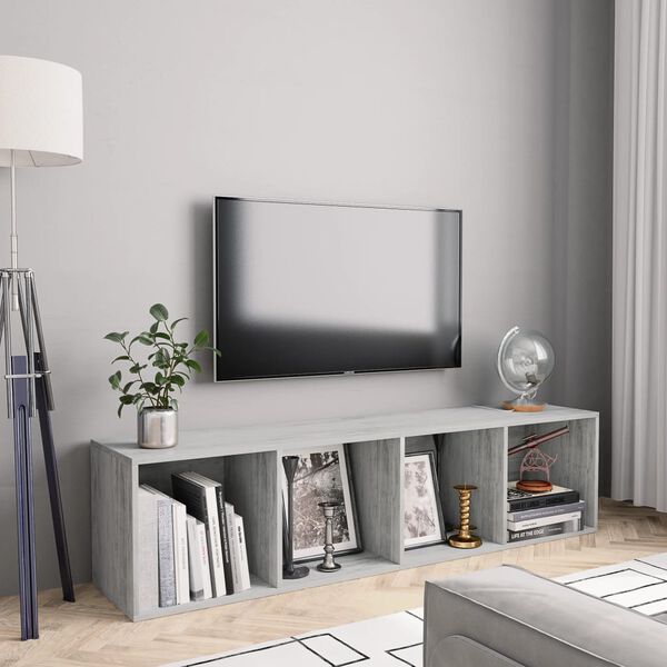 vidaXL Book Cabinet/TV Cabinet Concrete Grey 143x30x36 cm