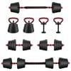 vidaXL 4-in-1 Dumbbell Barbell Kettlebell Set 30 kg Black and Red