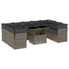 vidaXL 10 Piece Garden Sofa Set with Cushions Grey Poly Rattan