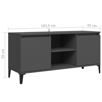 vidaXL TV Cabinet with Metal Legs Grey 103.5x35x50 cm