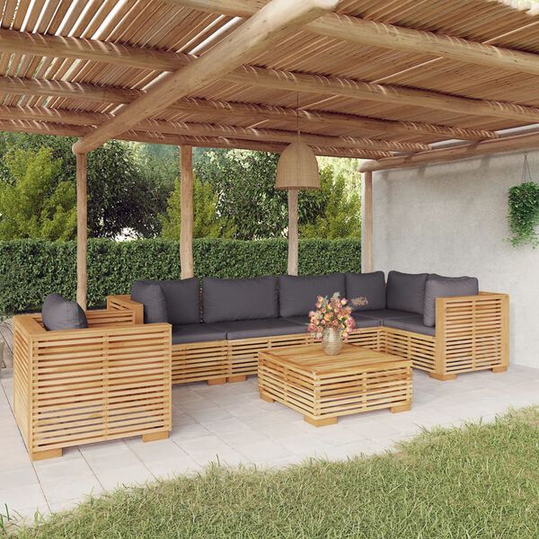 vidaXL 7 Piece Garden Lounge Set with Cushions Solid Wood Teak