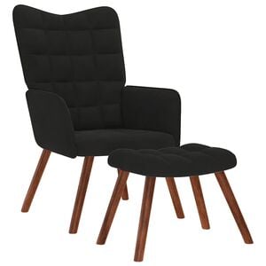 vidaXL Relaxing Chair with Stool Black Velvet