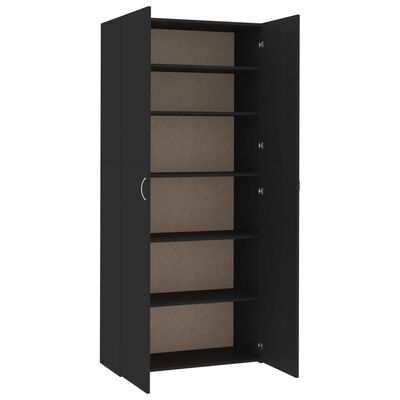 vidaXL Shoe Cabinet Black 80x35.5x180 cm Engineered Wood