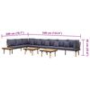 vidaXL 8-Seater Garden Lounge Set with Cushions Solid Acacia Wood