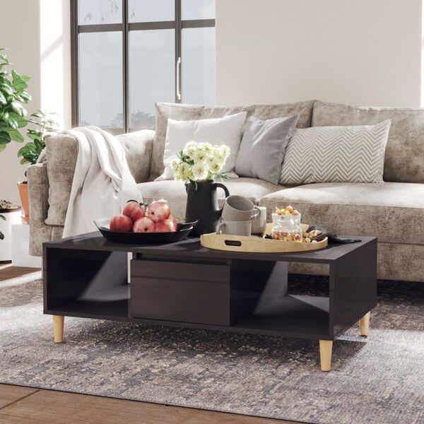 vidaXL Coffee Table High Gloss Grey 103.5x60x35 cm Engineered Wood