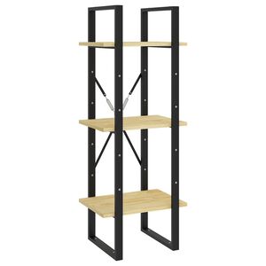 vidaXL Book Cabinet | Natural Wood and Black | Solid Pinewood | Medium