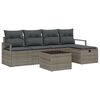 vidaXL Garden Sofa Set with Cushion 6 pcs Grey Poly rattan