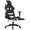 vidaXL Massage Gaming Chair with Footrest Black and White Fabric