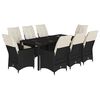 vidaXL 9 Piece Garden Dining Set with Cushions Black Poly Rattan
