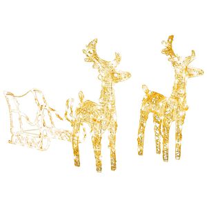 vidaXL Reindeer And Sleigh Christmas Decoration | Warm white