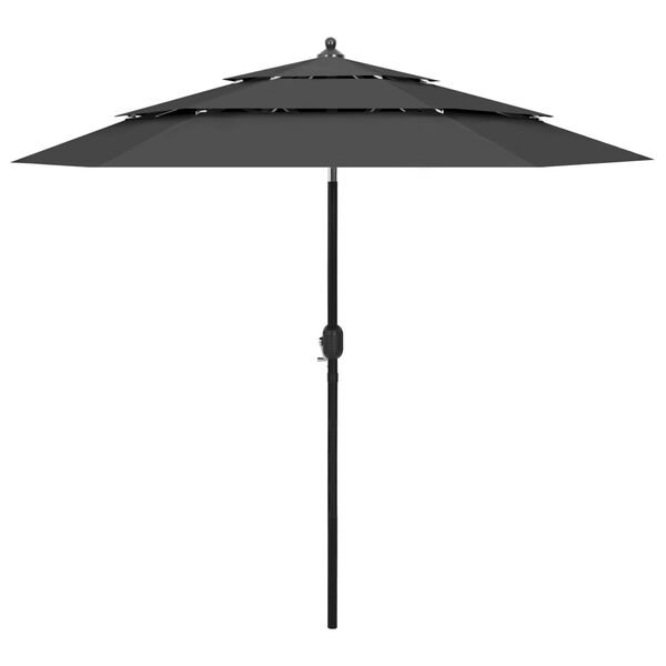 vidaXL 3-Tier Garden Parasol with Aluminium Pole Anthracite 2.5 m