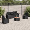 vidaXL 6 Piece Garden Sofa Set with Cushions Black Poly Rattan
