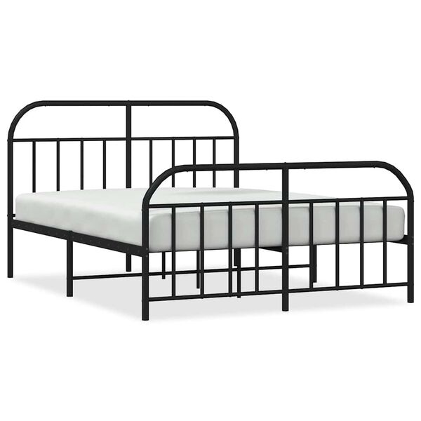 vidaXL Metal Bed Frame without Mattress with Footboard Black 150x200cm