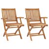 vidaXL Folding Chairs 2 pcs Solid Teak Wood