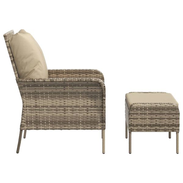 vidaXL Garden Chair with Footstool Light Brown Poly Rattan