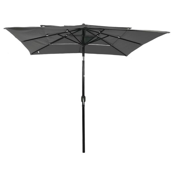 vidaXL 3-Tier Garden Parasol with Aluminium Pole Anthracite 2.5x2.5 m