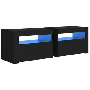 vidaXL Bedside Cabinets 2 pcs with LEDs Black 60x35x40 cm