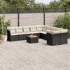 vidaXL 11 Piece Garden Sofa Set with Cushions Black Poly Rattan