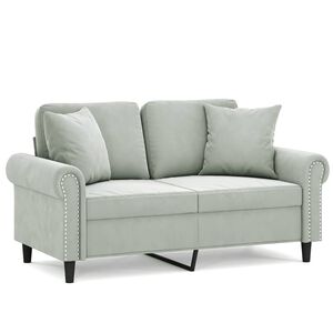 vidaXL 3-Seater Sofa with Throw Pillows Light Grey 180 cm Velvet