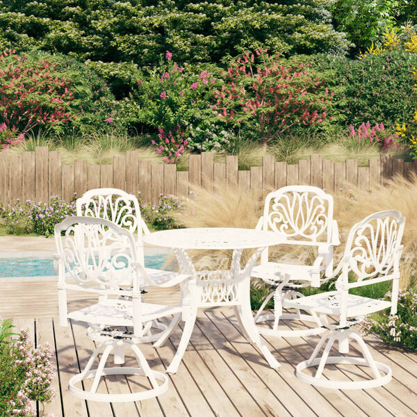 vidaXL 5 Piece Bistro Set Cast Aluminium White