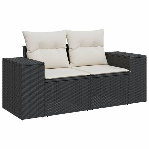 vidaXL 11 Piece Garden Sofa Set with Cushions Black Poly Rattan