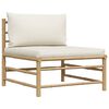 vidaXL 3 Piece Garden Lounge Set with Cream White Cushions Bamboo