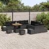 vidaXL Garden Sofa Set with Cushion 13 pcs Black Poly rattan