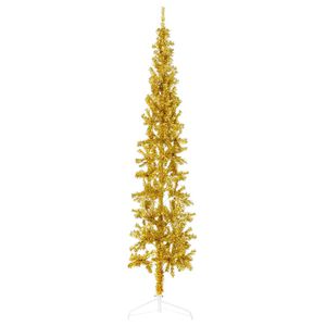vidaXL Slim Artificial Half Christmas Tree with Stand Gold 210 cm