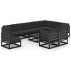 vidaXL 11 Piece Garden Lounge Set with Cushions Black Solid Pinewood