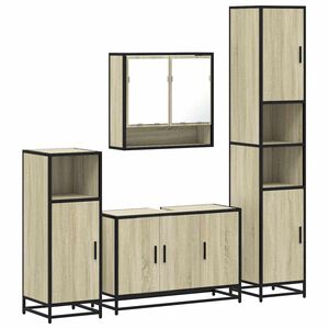 vidaXL 4 Piece Bathroom Furniture Set Sonoma Oak Engineered Wood
